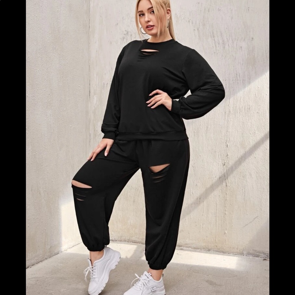 SHEIN NEW sweatshirt,solid color,with sports pants